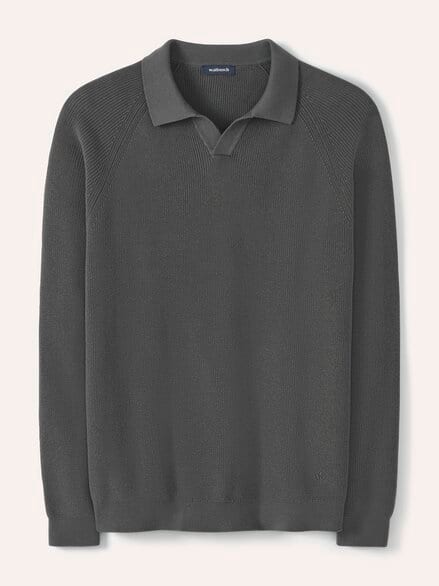 Gerippter Polopullover Graphit