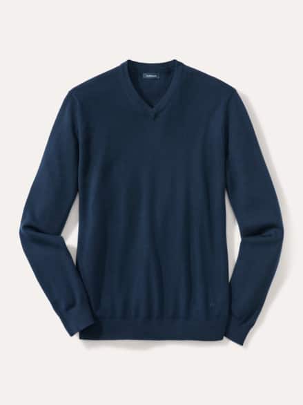 V-Pullover Merino Extrafein Marine V-Pullover Merino Extrafein Marine