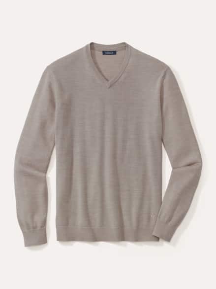 V-Pullover Merino Extrafein Natur