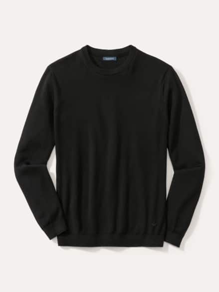 Rundhals-Pullover Merino Extrafein Schwarz