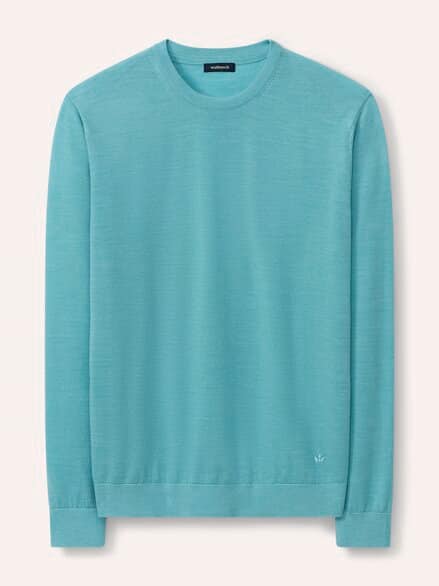 Rundhals-Pullover Merino Extrafein Mintgrün Rundhals-Pullover Merino Extrafein Mintgrün