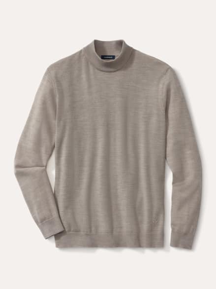 Stehbund-Pullover Merino Extrafein Natur