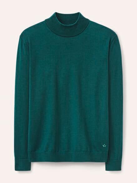 Stehbund-Pullover Merino Extrafein Blaugrün Stehbund-Pullover Merino Extrafein Blaugrün