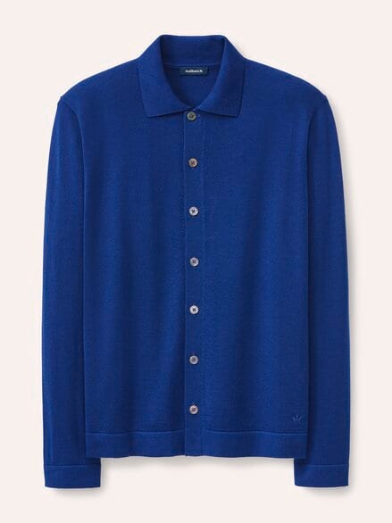 Strickpolo aus Merinowolle Königsblau