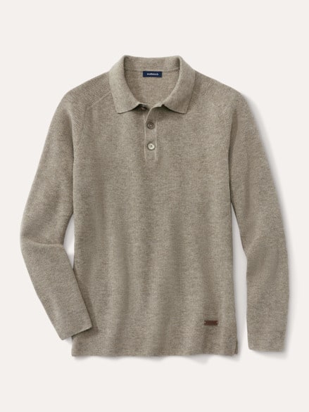 Patentstrick-Polopullover Oatmeal