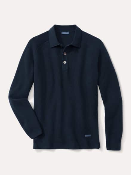 Patentstrick-Polopullover Marine