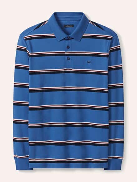 Streifen Polo Mittelblau/Mar.