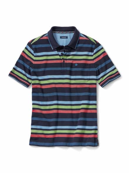 Extraglatt-Polo Bicolor Streifen Marine
