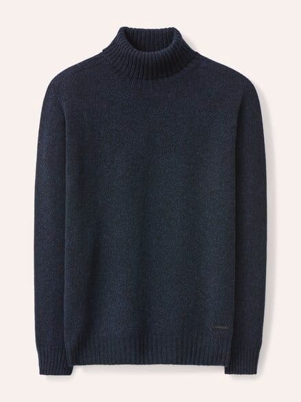 Rollkragenpullover aus Lammwolle Marine