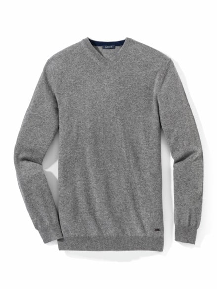 Premium Cashmere-Pullover Grau Melange