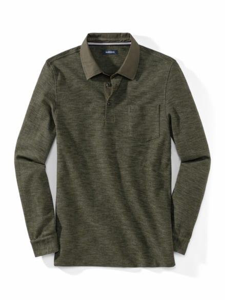 Flammgarn-Polo Bicolor Oliv