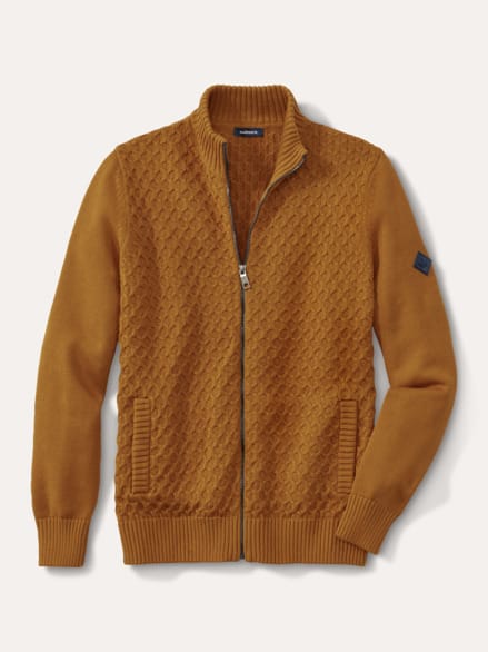 Premium Baumwoll-Strickjacke Messing Premium Baumwoll-Strickjacke Messing