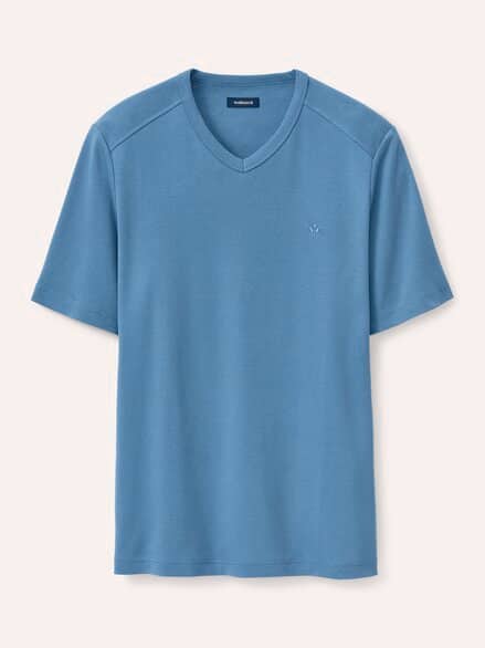 Zu schade für drunter-Shirt V-Neck Rauchblau