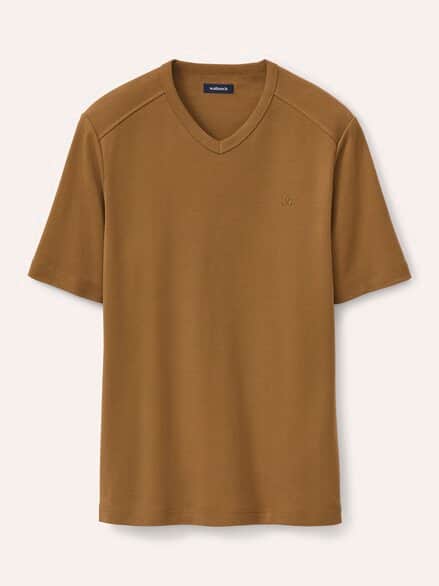 Zu schade für drunter-Shirt V-Neck Cognac