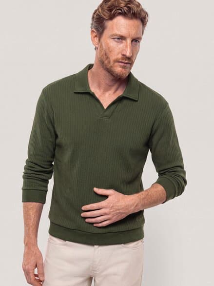 Sweatshirt mit Kragen Oliv