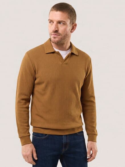 Sweatshirt mit Kragen Cognac