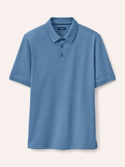 Strukturiertes Polo mit Kurzarm Rauchblau