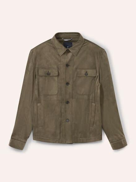 Hemdjacke aus Microvelours Khaki