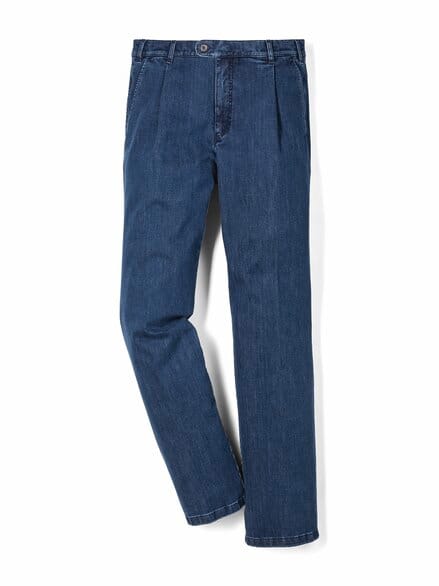 Extraglatt Flex-Bundfaltenjeans Mid Blue Extraglatt Flex-Bundfaltenjeans Mid Blue