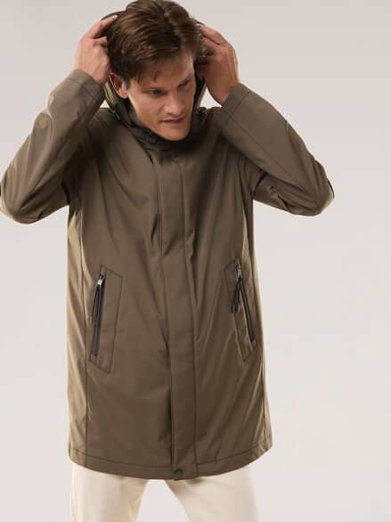 Microfaser Langjacke Graubraun