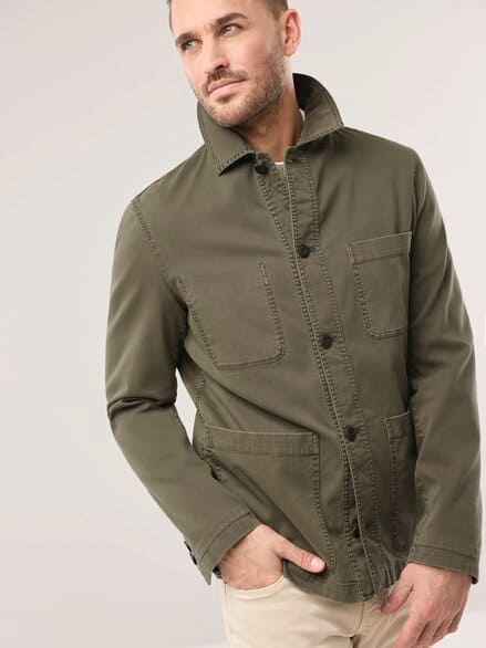 Baumwoll Hemdjacke Oliv