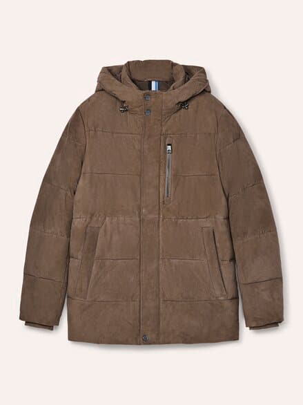 Steppjacke aus Ziegenvelours Beige