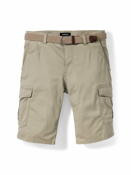 Extraglatt Gürtel Cargo-Bermudas Beige