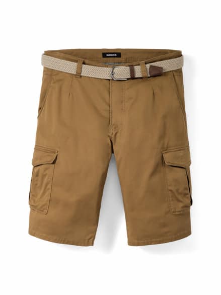 Extraglatt Gürtel Cargo-Bermudas Curry