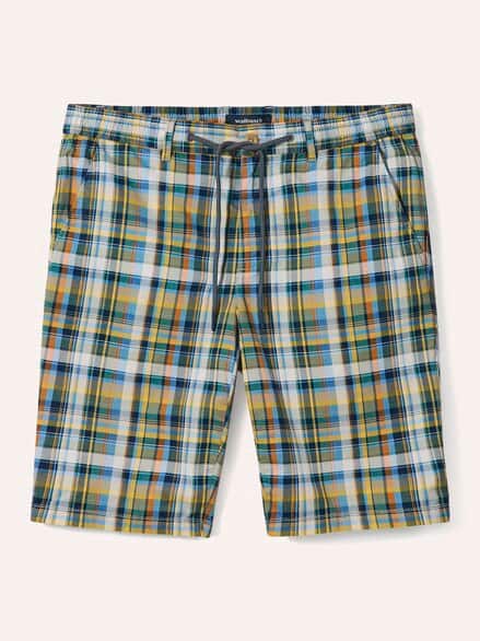 Urlaubs-Bermudas Baumwollstretch Blau kariert