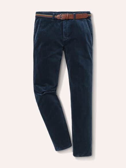 Gürtel-Cord Chino Jeansblau