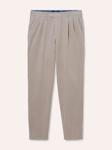 Cordhose mit Bundfalte Offwhite