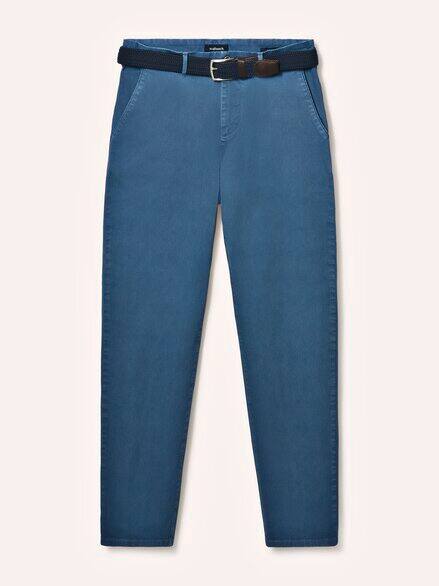 Chino inklusive Gürtel Mittelblau
