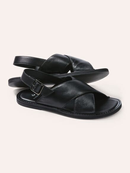 Kreuzriemen-Sandale Schwarz