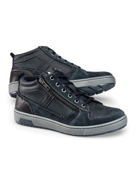 Kalbleder-Schnürer High Top Blau