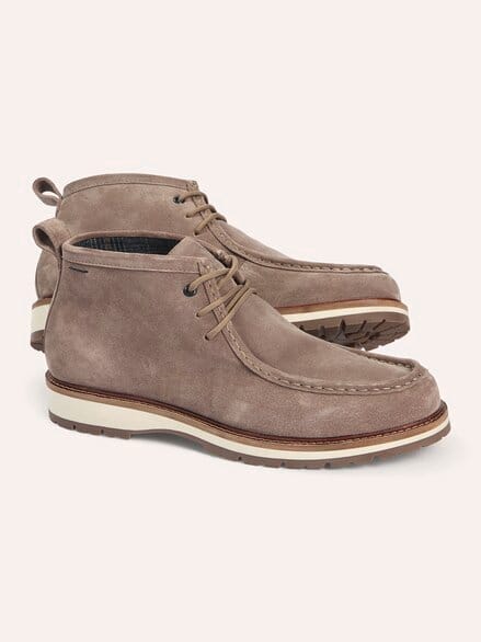 Schnürstiefel aus Velours Beige