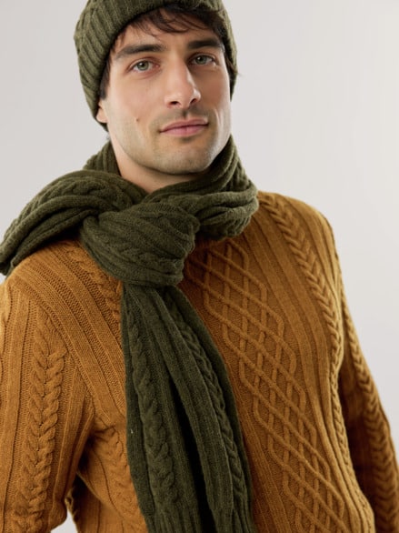 Aran-Schal Oliv