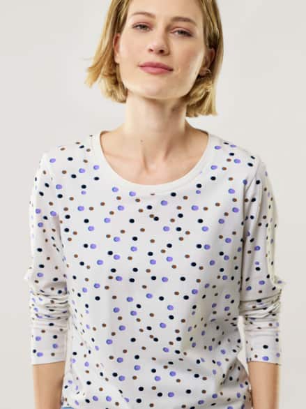 Baumwollshirt Punkte Wweiß Multicolo
