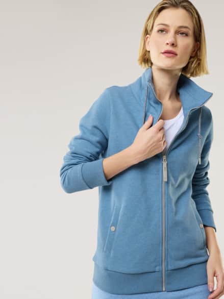 Kuschel Sweat Jacke Horizontblau