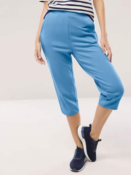 Baumwollstretch Caprihose Jeansblau