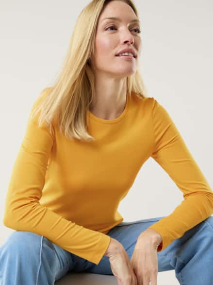 Viskose-Shirt Langarm Safran