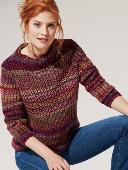 Grobstrick-Pullover Farbverlauf Kürbis Grobstrick-Pullover Farbverlauf Kürbis