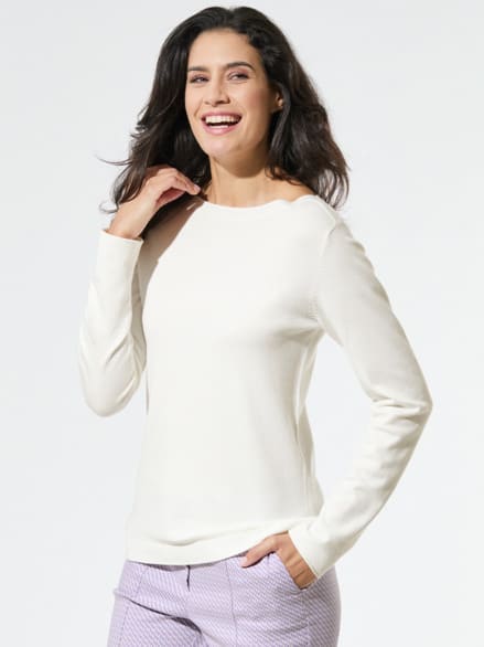 U-Boot-Pullover Hautschmeichler Weiß U-Boot-Pullover Hautschmeichler Weiß