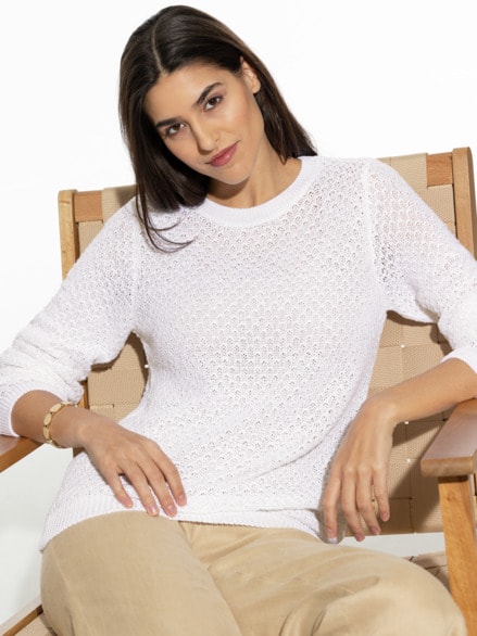 Edelgarn-Pullover Lino Weiß