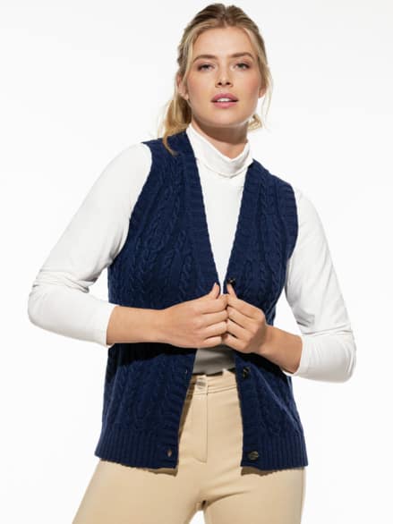 Strickweste Zopfstruktur Marine