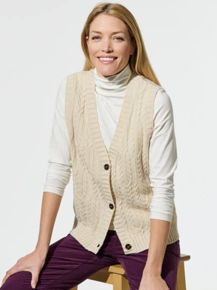 Strickweste Zopfstruktur Creme