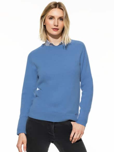 Cashmere-Pullover Nahtlos Blau