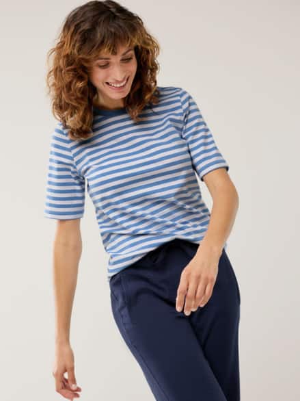 Baumwoll Ringelshirt Jeansblau Baumwoll Ringelshirt Jeansblau