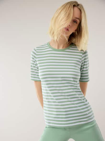 Baumwoll Ringelshirt Pastellgrün