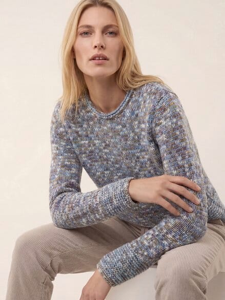Pullover in bedrucktem Garn Multicolor Smokey Blue