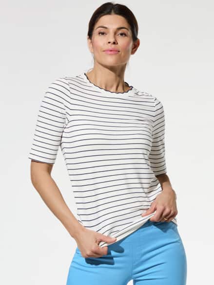 Ringelshirt Wellenband Weiß/Marine Ringelshirt Wellenband Weiß/Marine